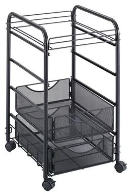Open Top Rolling File with Drawers - Onyx