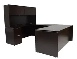 U Shaped Desk with Hutch and Drawers - PL Laminate