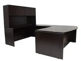 Bow Front U Shaped Desk with Hutch - PL Laminate