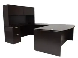 Bow Front U Shaped Desk with Hutch - PL Laminate