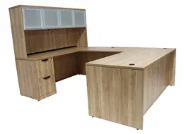 U Shaped Desk with Hutch and Drawers - PL Laminate