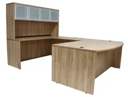 Bow Front U Shaped Desk with Hutch - PL Laminate