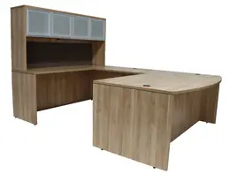 Bow Front U Shaped Desk with Hutch - PL Laminate