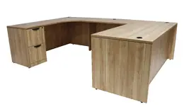 U Shaped Desk with Drawers - PL Laminate