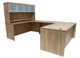 U Shaped Desk with Hutch - PL Laminate