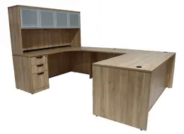 U Shaped Desk with Hutch and Drawers - PL Laminate