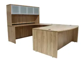 Bow Front U Shaped Desk with Hutch - PL Laminate