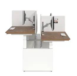 4 Person Sit Stand Desk with Knife Edge Top & Privacy Panels