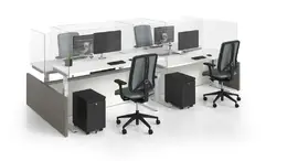 4 Person Height Adjustable Desk with Acrylic Panels - Cite