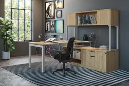 Modern L Shaped Desk with Storage - Elements