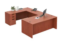 U Shaped Desk with Drawers - PL Laminate