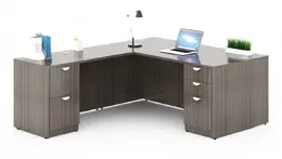 L Shaped Desk with Drawers - Commerce Laminate