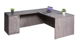 L Shaped Desk with Drawers - Commerce Laminate