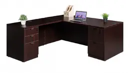 L Shaped Desk with Drawers - Commerce Laminate