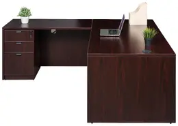 L Shaped Desk with Drawers - Commerce Laminate