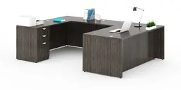 U Shaped Desk with Drawers - Commerce Laminate