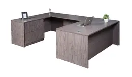 U Shaped Desk with Drawers - Commerce Laminate