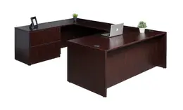 U Shaped Desk with Drawers - Commerce Laminate