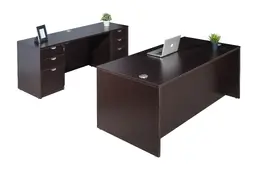 Rectangular Desk and Credenza Set - Commerce Laminate