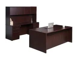 Rectangular Desk and Credenza Set with Storage