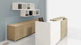 Modern Receptionist Desk with Storage - Quad