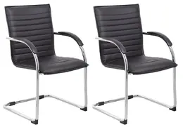 Set of 2 Modern Pleated Vinyl Chairs