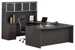 Bow Front U Shaped Desk with Hutch - Napa