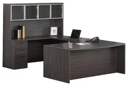 Bow Front U Shaped Desk with Hutch - Napa