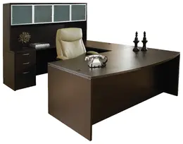 Bow Front U Shaped Desk with Hutch - Napa