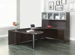 U Shaped Peninsula Desk with Hutch - Napa