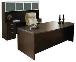 Bow Front Desk and Credenza with Hutch - Napa