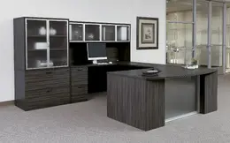 Bow Front U Shaped Desk with Storage - Napa