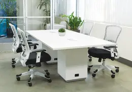 Rectangular Cube Base Conference Table with Power - Tuxedo