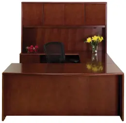 Bow Front U Shaped Desk with Hutch - Sonoma