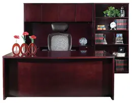 Bow Front Desk and Credenza Set with Storage - Kenwood