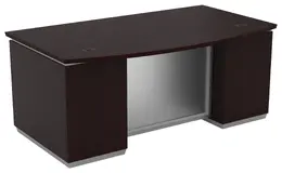 Bow Front Desk with Glass Modesty Panel - Tuxedo