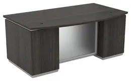 Bow Front Desk with Glass Modesty Panel - Tuxedo