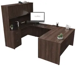 U Shaped Desk with Hutch and Drawers - Maverick