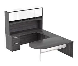 U Shaped Peninsula Desk with Hutch - Potenza