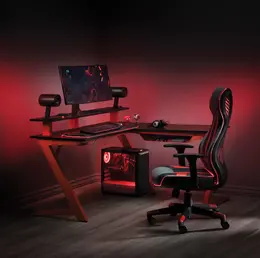 L Shaped Gaming Desk with LED Lights - DesignLab