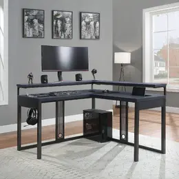 L Shaped Gaming Desk with LED Lights - DesignLab