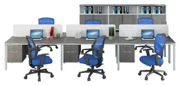 6 Person Workstation with Storage - Simple System