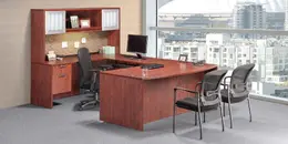 U Shaped Desk with Hutch - PL Laminate