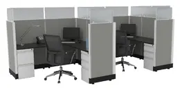 2 Person Cubicle with Glass Dividers - Systems