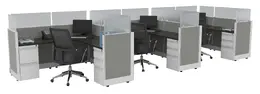 3 Person Cubicle with Glass Dividers - Systems