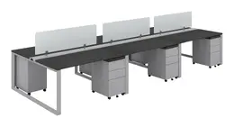 6 Person Workstation with Privacy Panels - Veloce