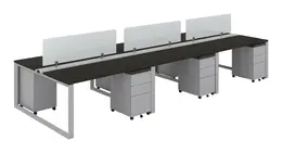 6 Person Workstation with Privacy Panels - Veloce