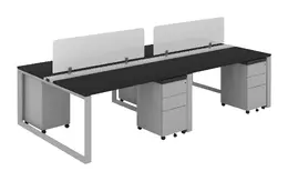 4 Person Workstation with Privacy Panels - Veloce