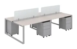 4 Person Workstation with Privacy Panels - Veloce