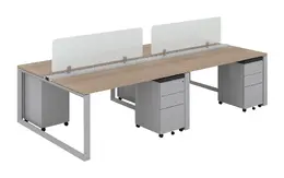 4 Person Workstation with Privacy Panels - Veloce